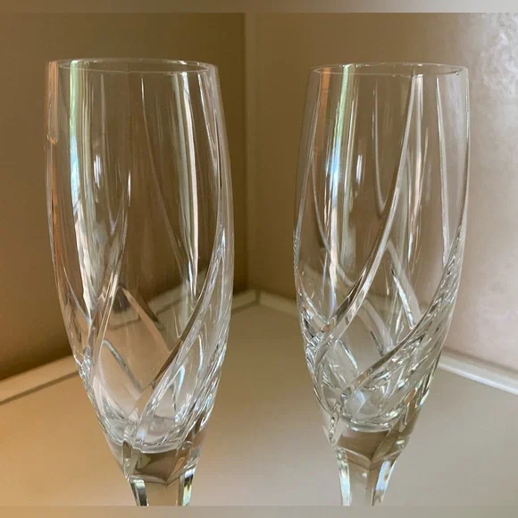 Mikasa hand blown crystal wine/champagne flutes/glasses “Olympus” from Slovenia - Picture 6 of 10